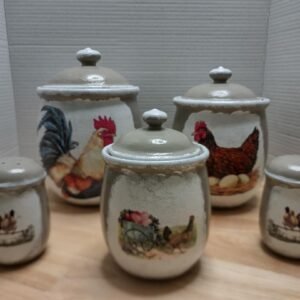 CANISTER SET WITH SALT AND PEPPER SHAKERS