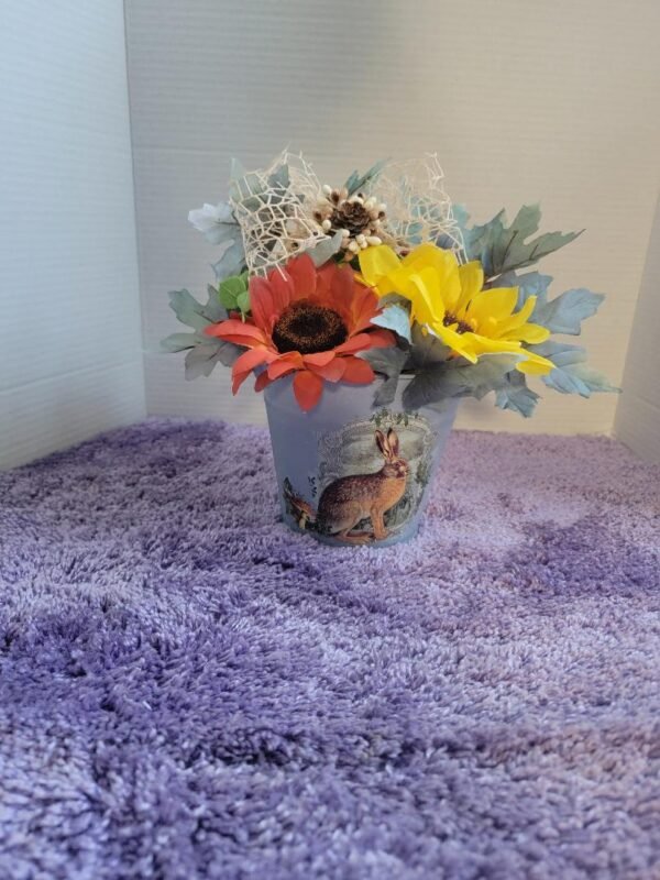 TIN BUCKET WITH FALL FLORAL