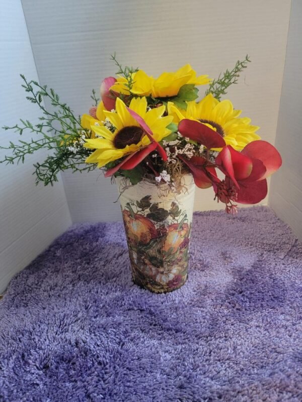 TIN BUCKET WITH FALL FLORAL