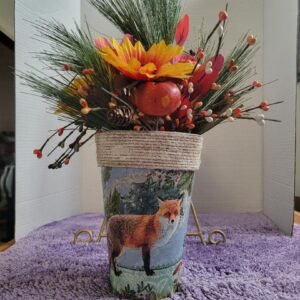 TIN BUCKET WITH FLORALS