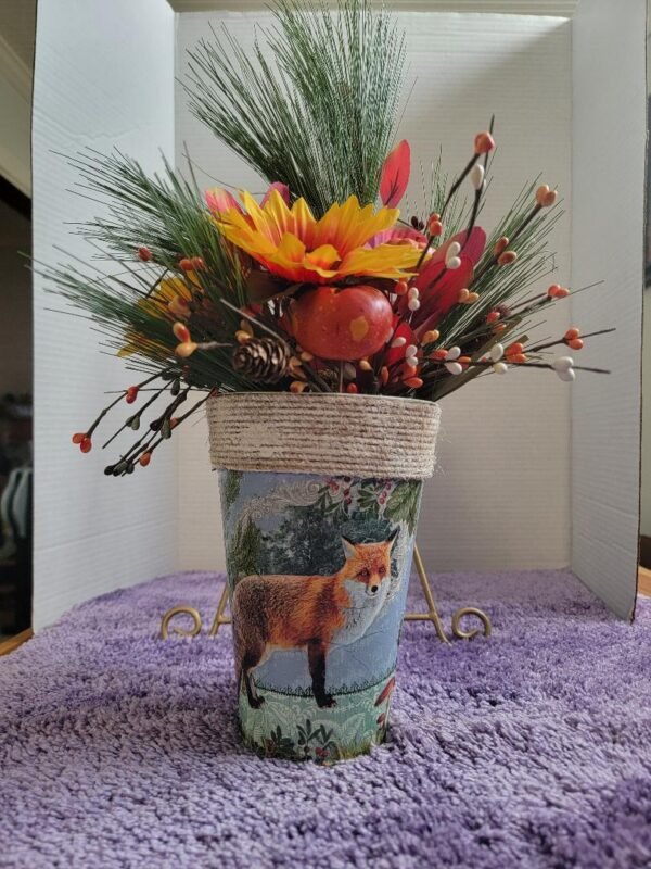 TIN BUCKET WITH FLORALS