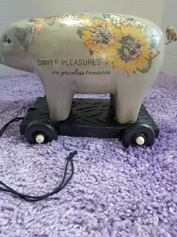PAINTED WOOD PIG - Image 2
