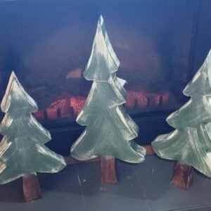 OUTDOOR/INDOOR WOOD TREE SET OF 3