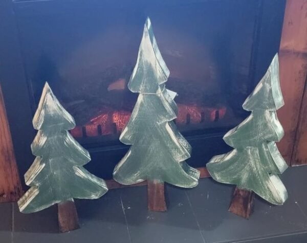 OUTDOOR/INDOOR WOOD TREE SET OF 3